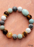 Boho Bracelet, Stretchy Bracelet, Blue Amazonite, Tiger Eye and Howlite